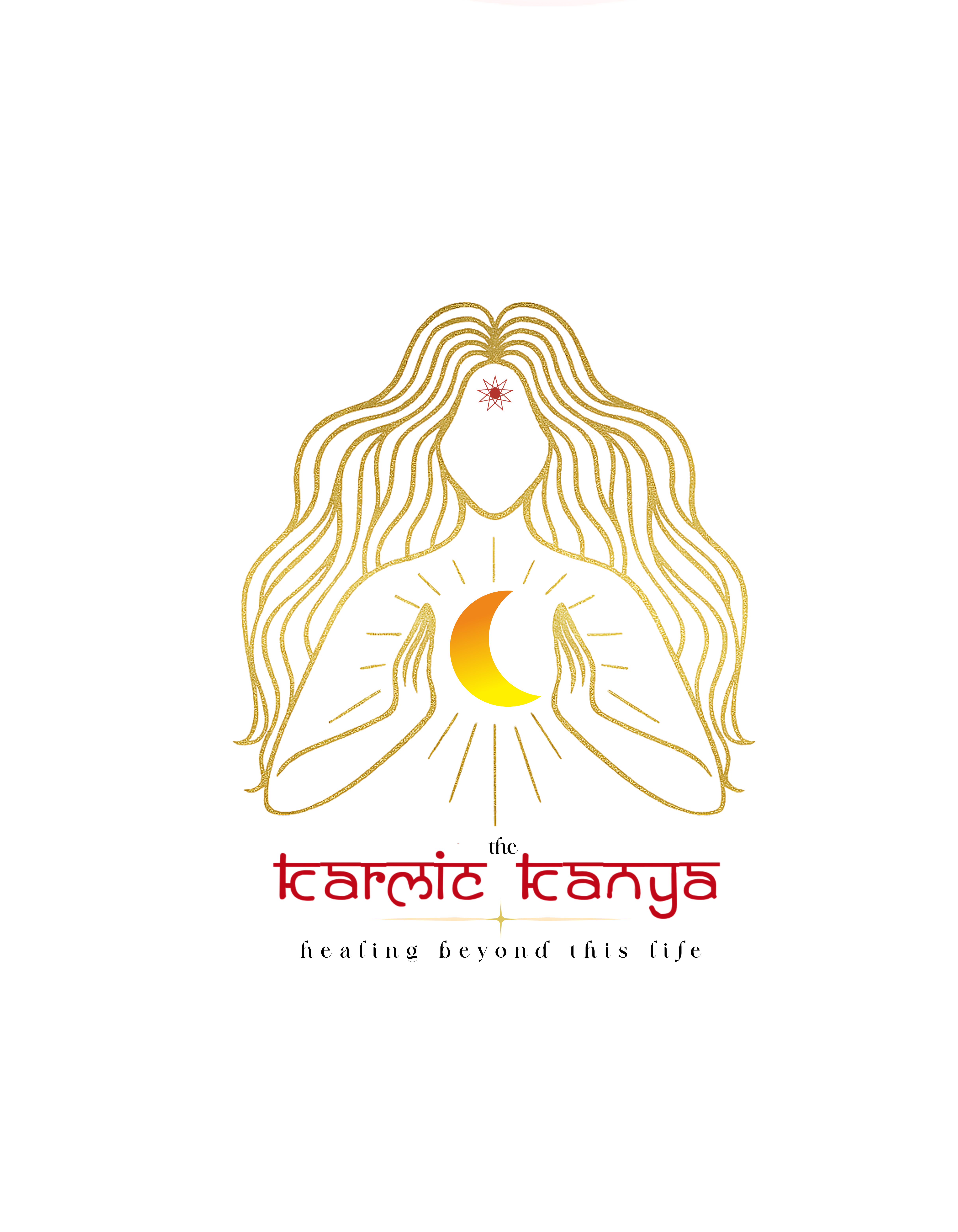 Karmic Kanya Logo - Woman meditating with moon symbol